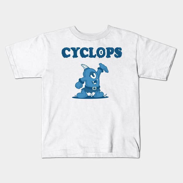 Cyclops Cartoon Kids T-Shirt by Hell Design